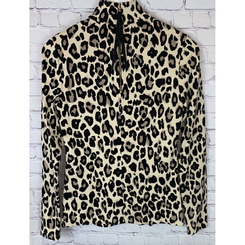KATE SPADE NEW YORK Womens' Brown Leopard Mock Neck Shirt Back Zipper Size 6 - Picture 7 of 7